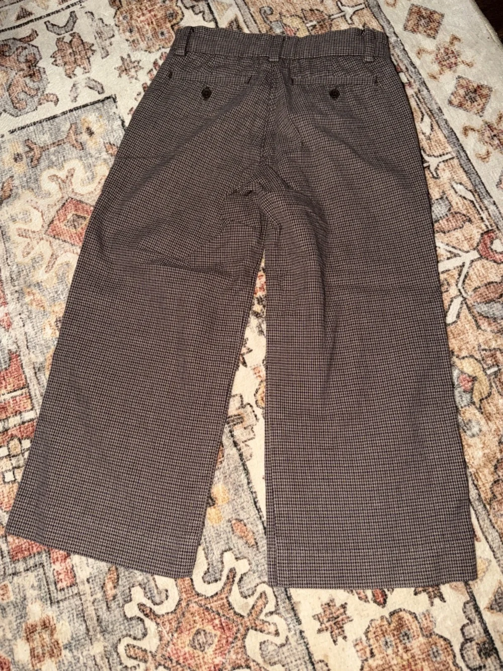 Kids Brown Plaid Dress Pants